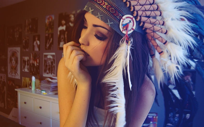 Girl Indian Hat PC dan Mac, Perempuan Asli Amerika Wallpaper HD