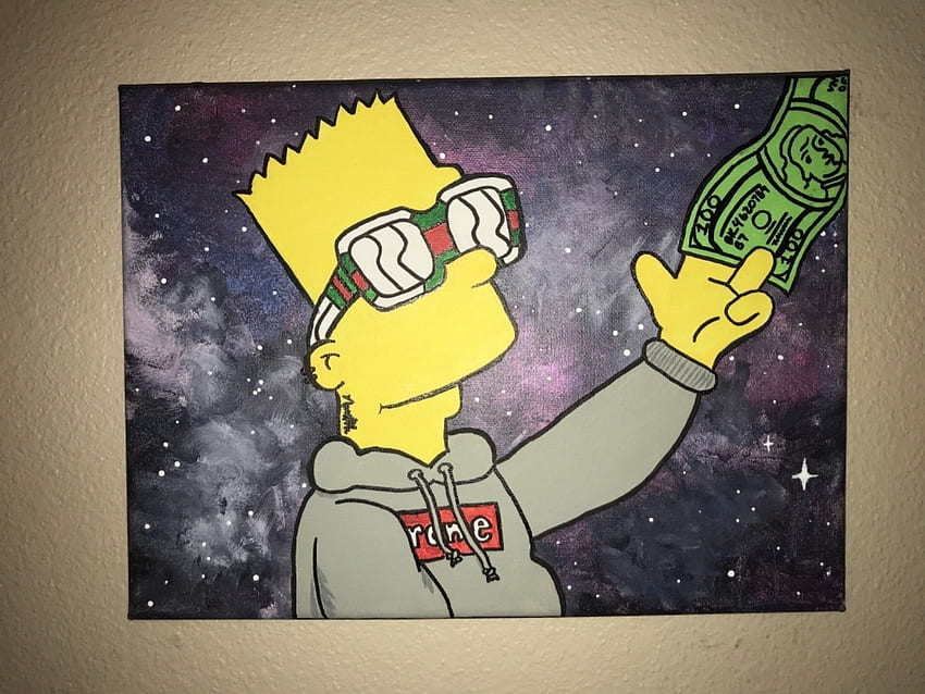 Gangster Bart Simpson Art Painting On Canvas, Gangster Simpsons HD