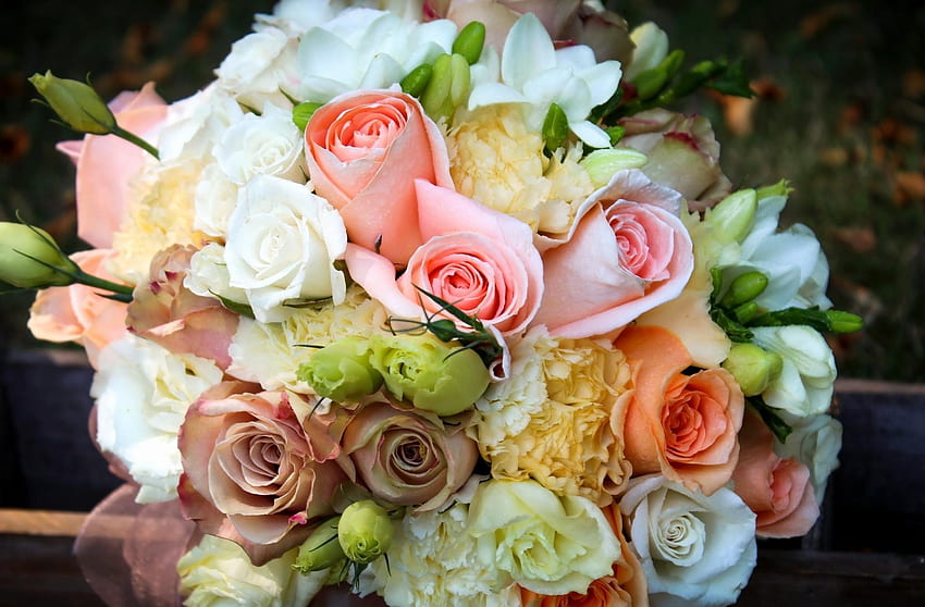 Flowers, Roses, Peonies, Bouquet, Tenderness HD wallpaper