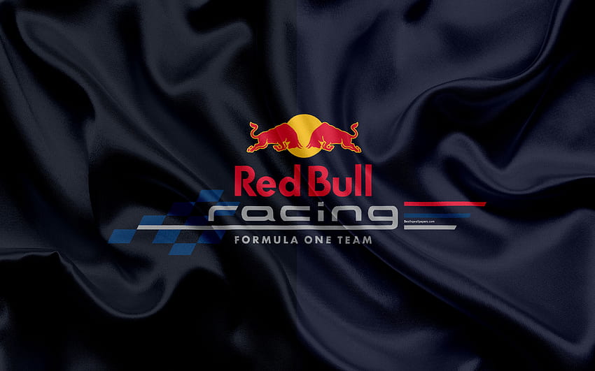 Red Bull Racing F1, , състезателен отбор, Формула 1, лого, копринен флаг, Отбор на Формула 1 за с резолюция . Високо качество HD тапет