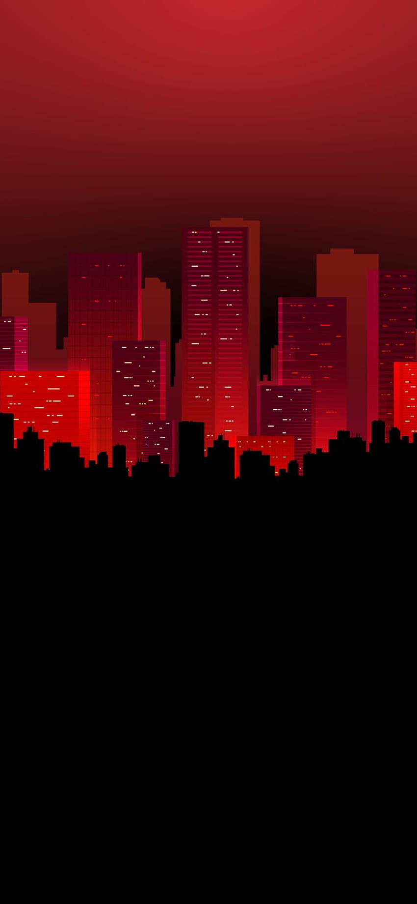 Amoled - Siluetta della città. Silhouette della città, design del telefono, Skyline rosso Sfondo del telefono HD