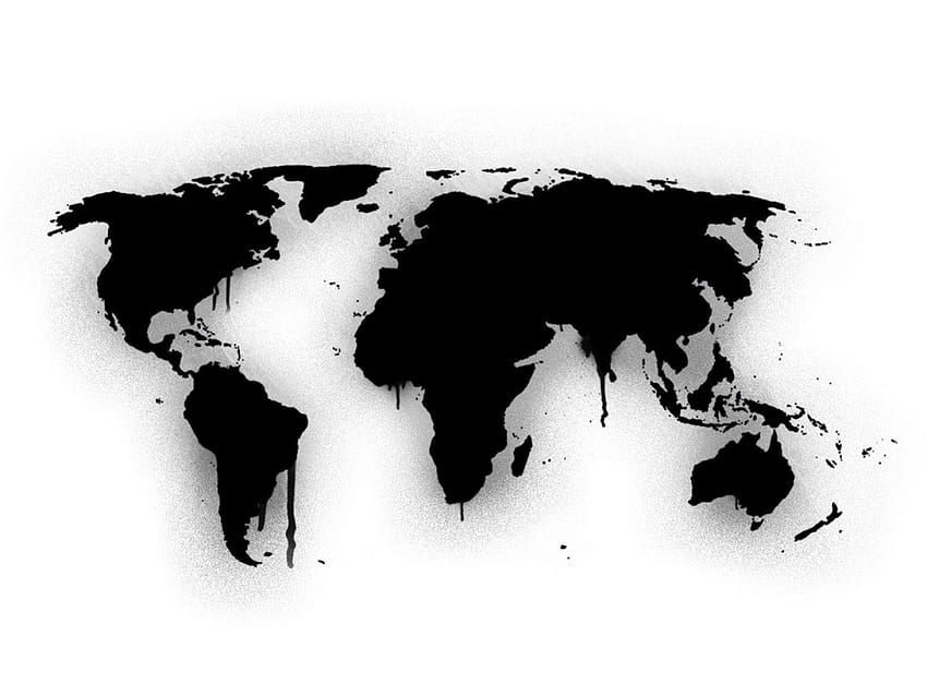 World Map High Resolution Black On White Background, World Map Laptop HD wallpaper