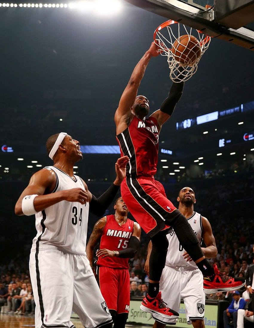 Dwyane Wade, Paul Pierce - Dwyane Wade and Paul Pierce - Miami Heat v Brooklyn Nets, Dwyane Wade Dunk HD phone wallpaper