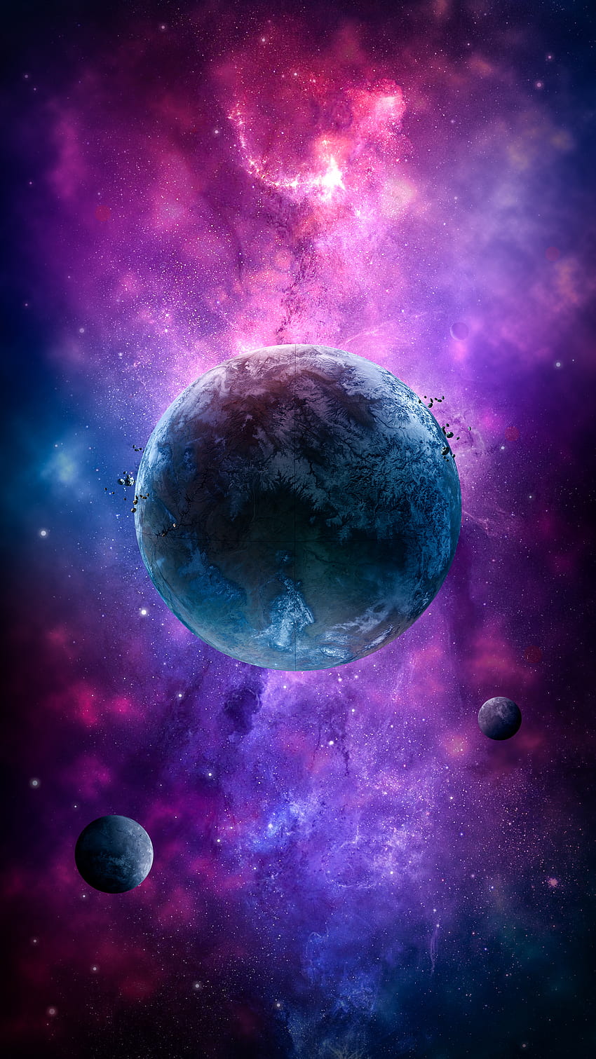 Espacio Planetas Galaxia, atmósfera, arte, luna, arte espacial, tierra, vía láctea, salto fondo de pantalla del teléfono
