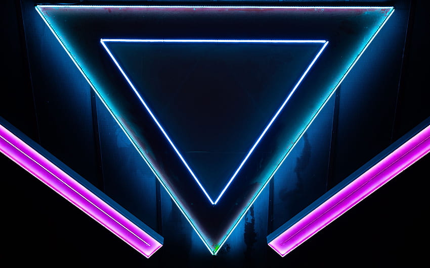 Neon Triangle, Neon Shape HD wallpaper