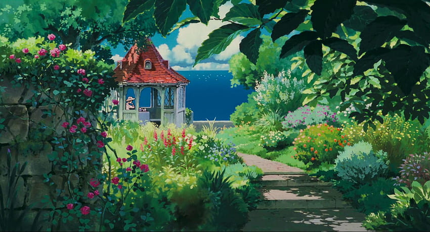Środa (10 nowych Ghibli), Sceneria ogrodowa Studio Ghibli Tapeta HD