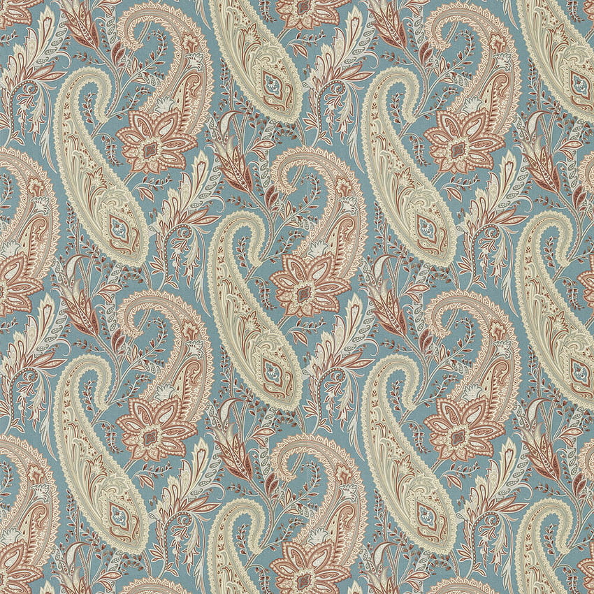Cashmere Paisley by Sanderson - Teal / Spice - : Direct, Brown Paisley HD phone wallpaper