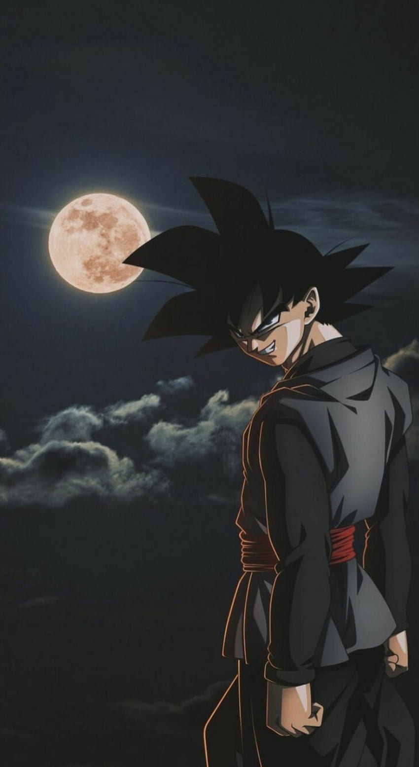 Goku czarny, niebo, księżyc Tapeta na telefon HD