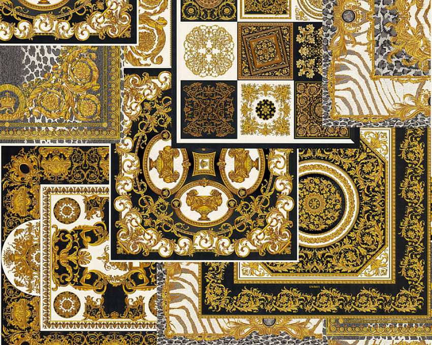 Versace Home «Baroque, Black, Brown, Copper, Gold» 370483, Black Versace HD wallpaper