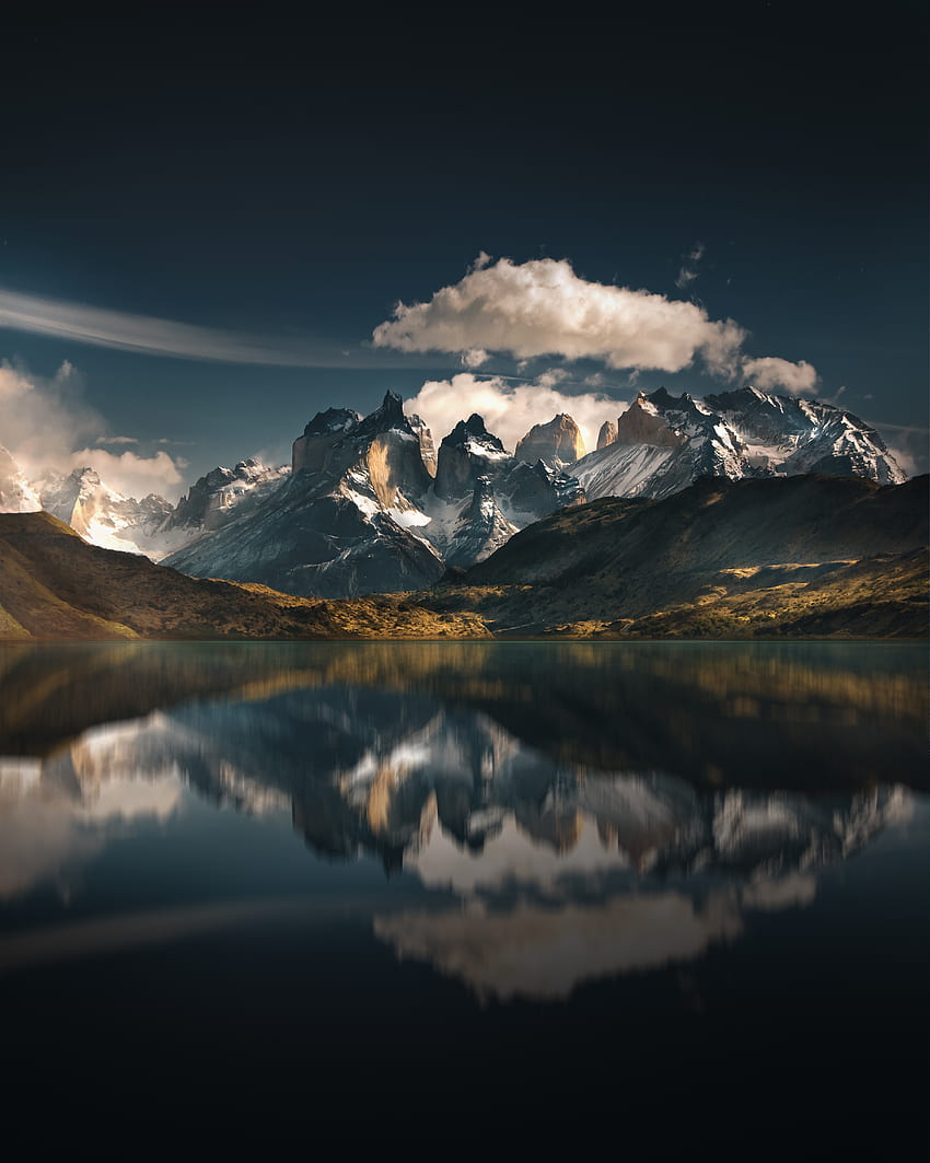 Naturaleza, Montañas, Lago, Reflexión, Parque Nacional, Chile, Torres Del Paine, Torres Del Pine fondo de pantalla del teléfono
