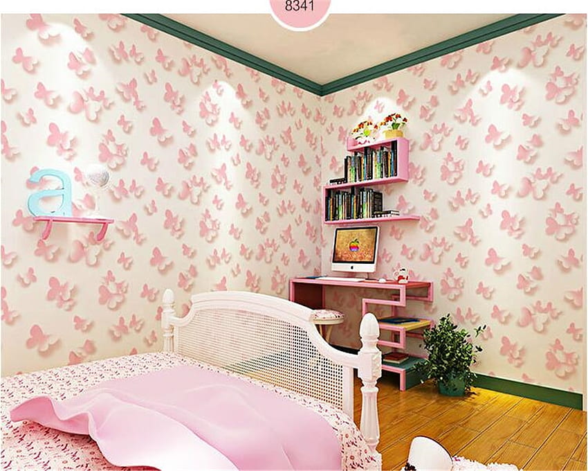 beibehang Modern minimalist stereo pink butterfly 3D bedroom living room childrens room pink papel de parede . butterfly 3D . 3D bedroom, Minimalist Butterfly HD wallpaper