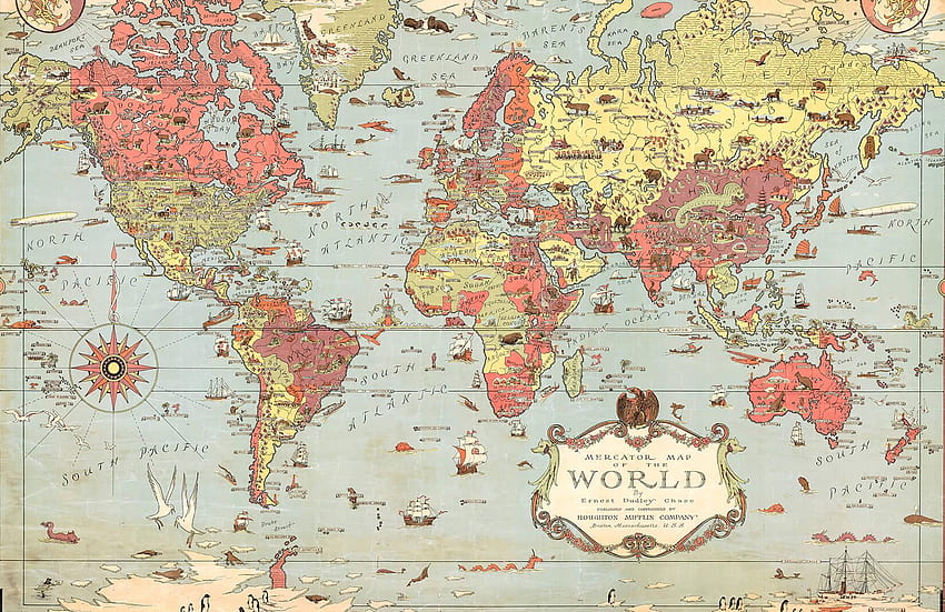 Vintage mapa świata-stara mapa świata, antyczna mapa świata Tapeta HD