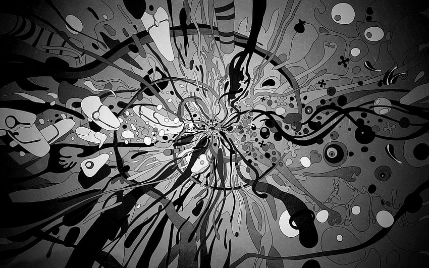 Abstract, Black & White, Psychedelic. Mocah, Psychedelic Black HD wallpaper