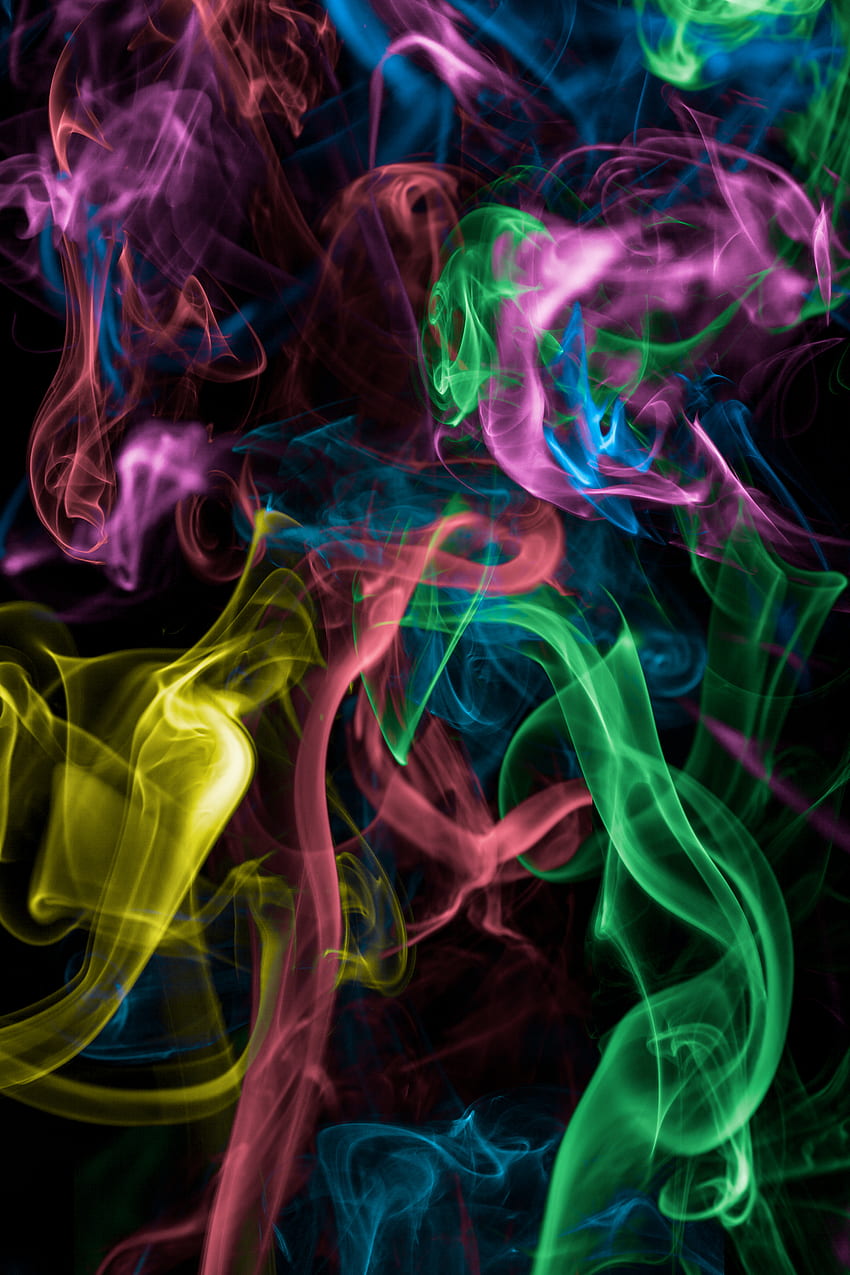 Abstract, Smoke, Dark, Multicolored, Motley, Colored Smoke, Coloured Smoke HD phone wallpaper