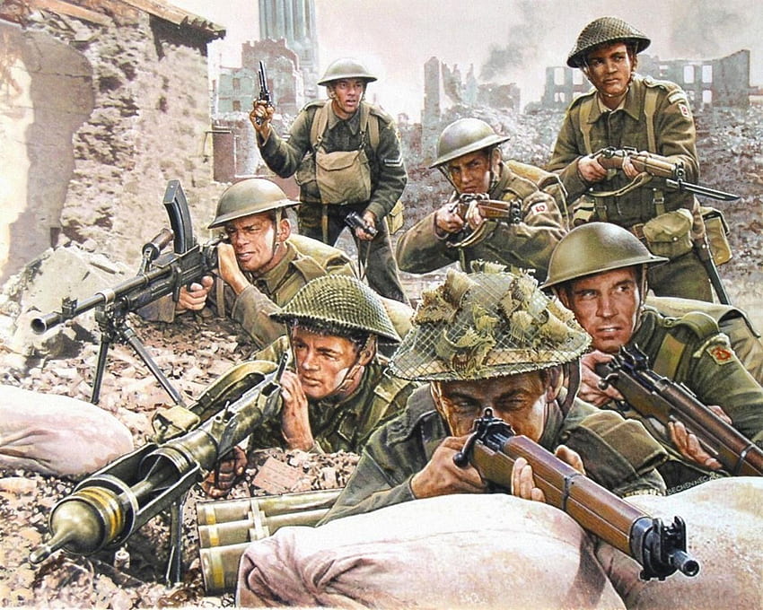 Soldati Elmetto da guerra militare British Tough chaps (1944) Sfondo HD