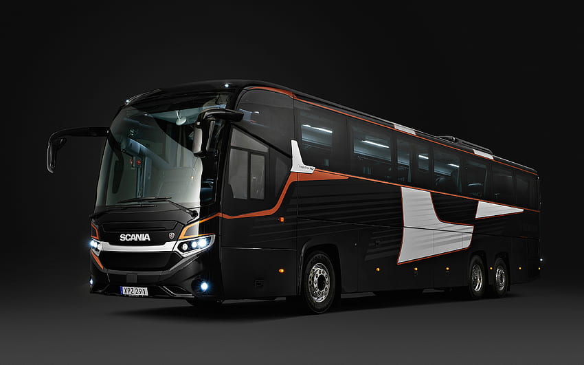 Scania Interlink , pullman, nuovo Interlink nero , autobus passeggeri, autobus moderni, Scania Sfondo HD
