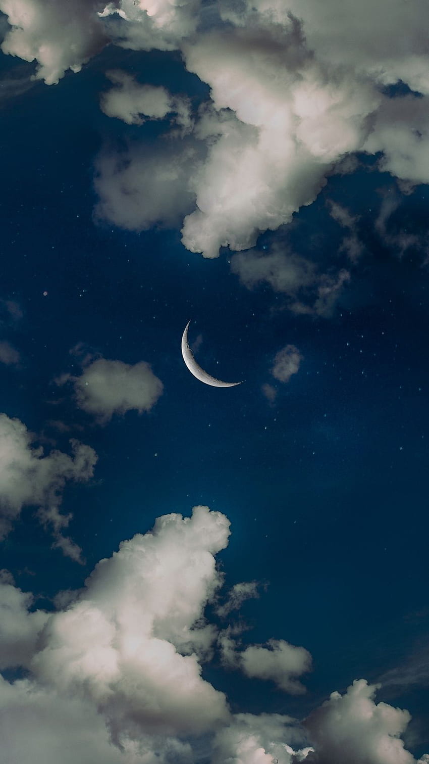 sky, moon, clouds, stars, night iphone HD phone wallpaper