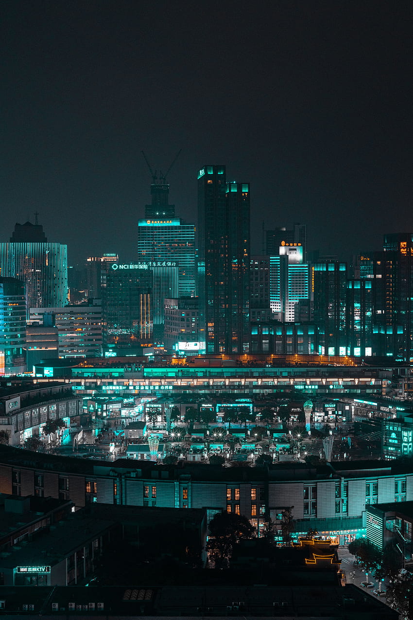 Cities, Architecture, Building, Lights, Night City, Urban Landscape, Cityscape HD phone wallpaper