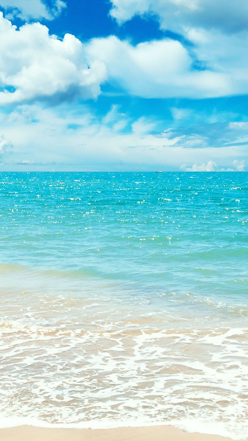 Océano, , , orilla, playa, nubes, cielo, OS fondo de pantalla del teléfono