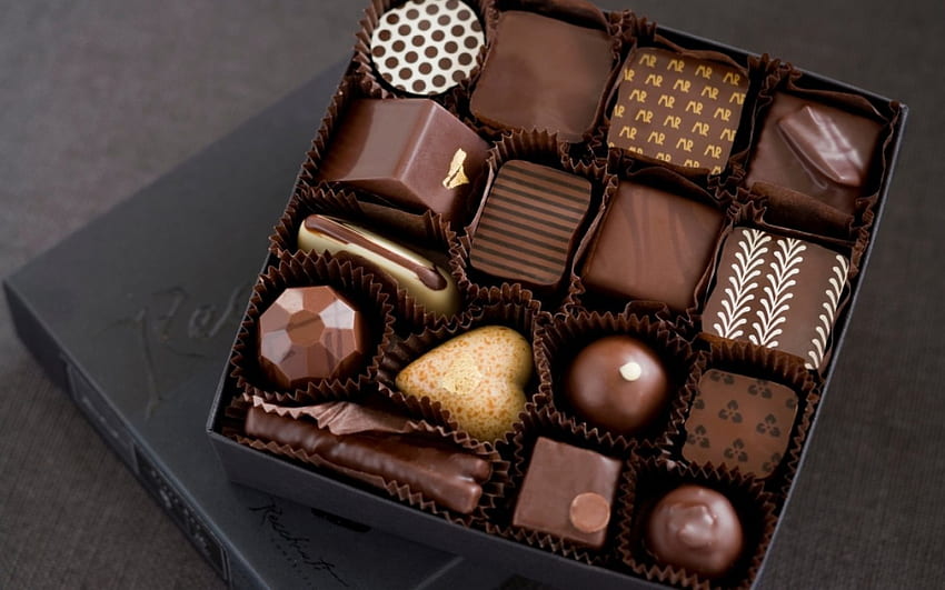 Para você!, doce, chocolate, sobremesa, presente, comida, caixa, amor, coração, dia dos namorados papel de parede HD