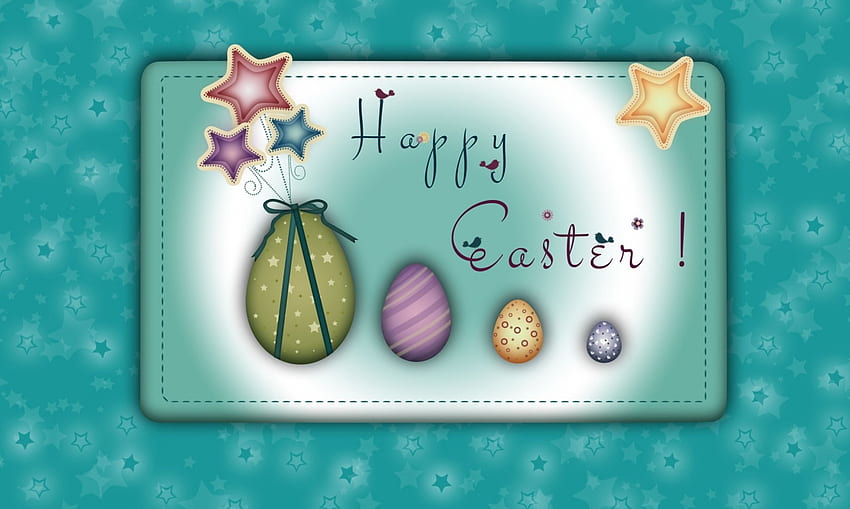 Mutlu Paskalyalar!, kuşlar, Paskalyalar, çiçekler, yıldızlar, Bahar, yumurtalar, Mutlu Paskalyalar HD duvar kağıdı