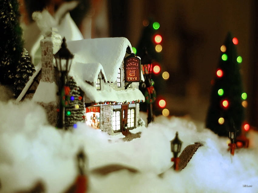 feriados, ano novo, neve, natal, casa, decoração, aconchego, conforto papel de parede HD