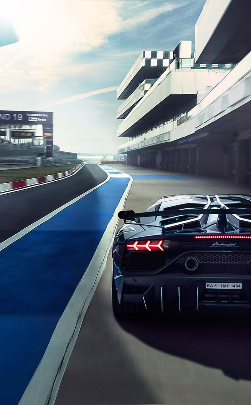 imposing Lamborghini Aventador SVJ, race track HD phone wallpaper