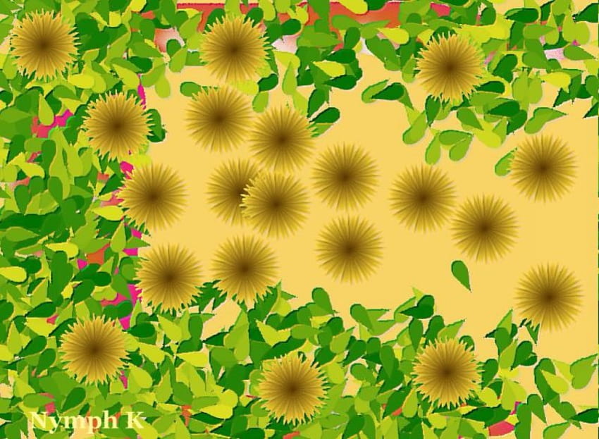 Daisies, leaves, abstract, yellow HD wallpaper