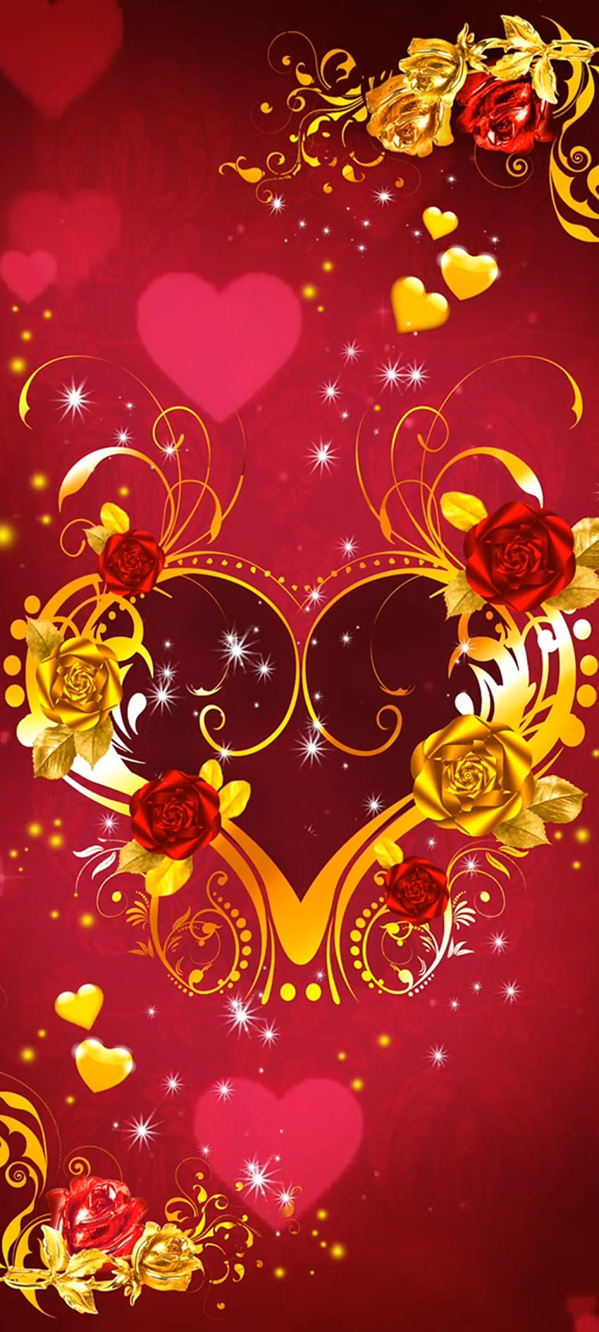 Love Rose gold Heart, red, luxury, valentine, flower HD phone wallpaper |  Pxfuel