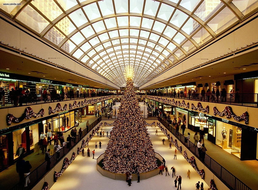 Holidays, Holiday, Christmas Tree, Hall, Mall, Shopping Center, Vanity HD wallpaper