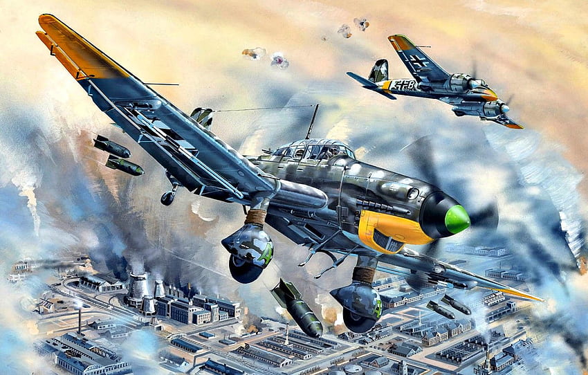 โจมตี, Dive Bomber, Stuka, Specialized, SC 250, Bombs, SC50, Ju 87D 5, Henschel Hs For , Section авиация วอลล์เปเปอร์ HD