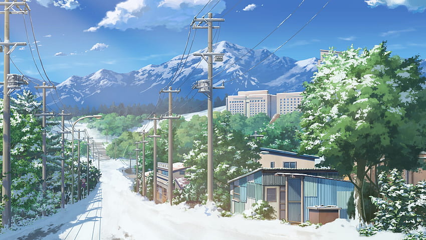 Zimowe tło estetyczne anime - największy portal, śnieżna sceneria anime Tapeta HD