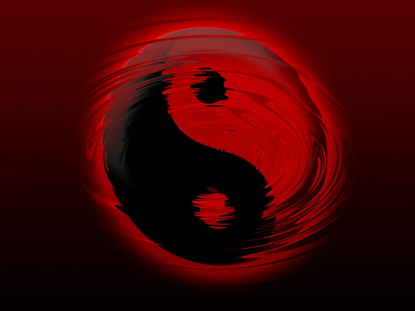 Rotes schwarzes Yin Yang, kühles Yin Yang HD-Hintergrundbild
