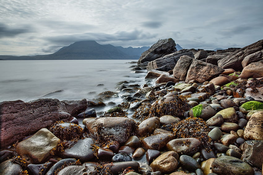 Sea, Nature, Stones, Mountains, Scotland HD wallpaper