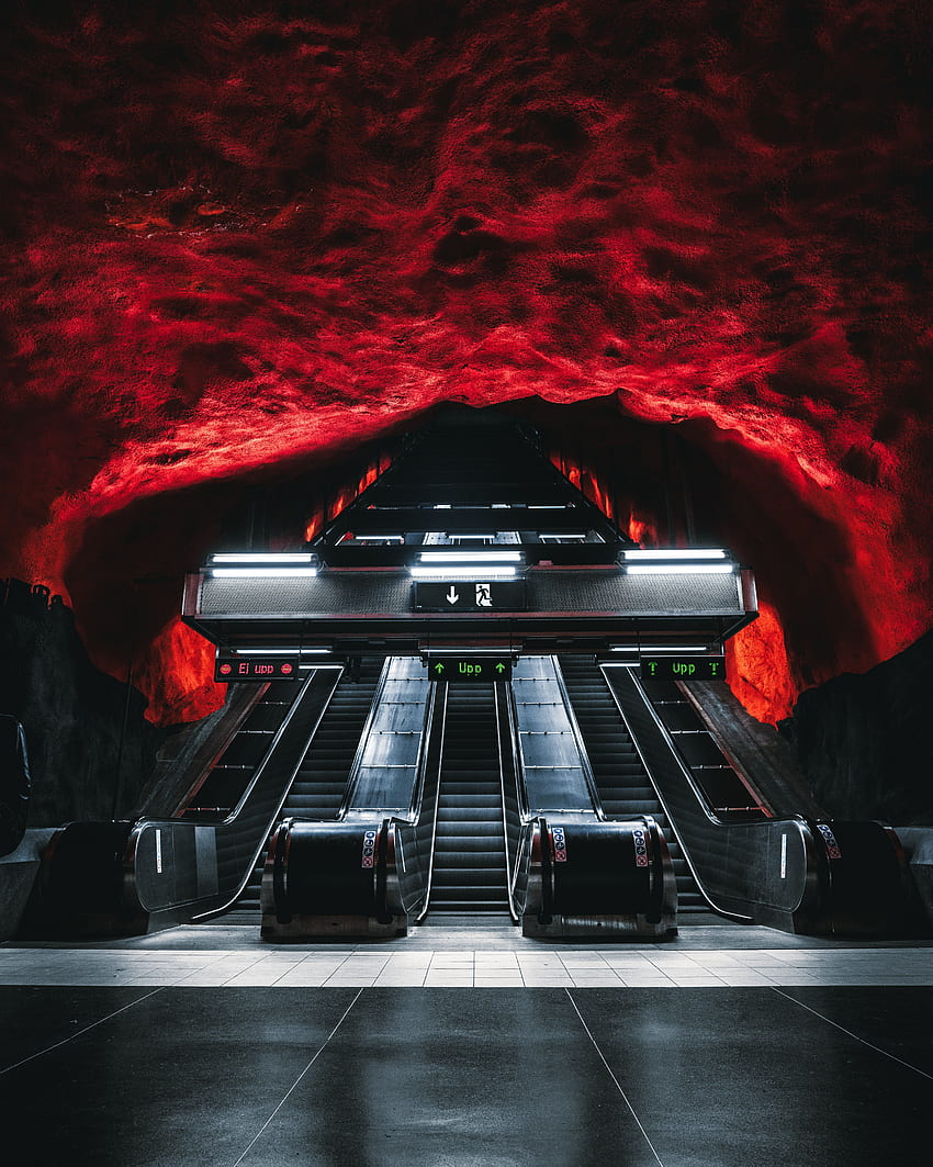 Dunkel, Sonstiges, Verschiedenes, Tunnel, U-Bahn, U-Bahn, U-Bahn, Rolltreppe HD-Handy-Hintergrundbild