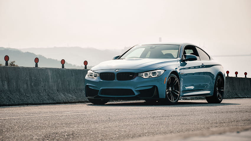 BMW M4、BMW、車、青、クーペ、側面図 u 16:9 背景、BMW M4 高画質の壁紙