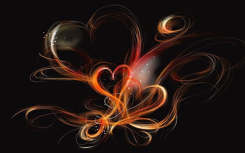 Love Romance Feelings On Fire Heart Dark Background Art HD wallpaper