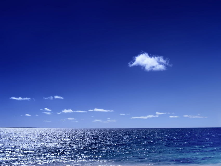 Blue, sea, horizon, sky, cloud HD wallpaper