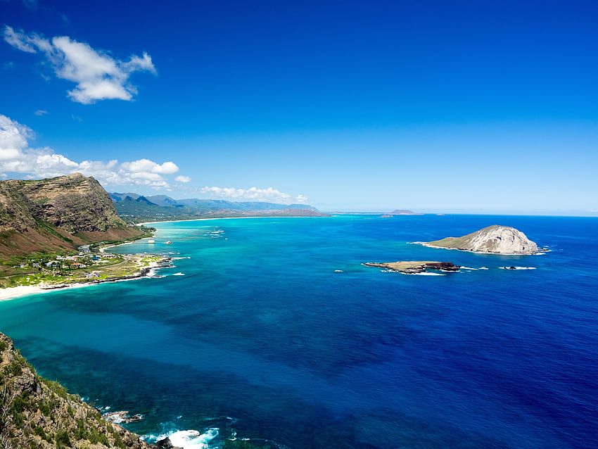 Brown Island, Hawaii, Oahu, riva, spiaggia Sfondo HD