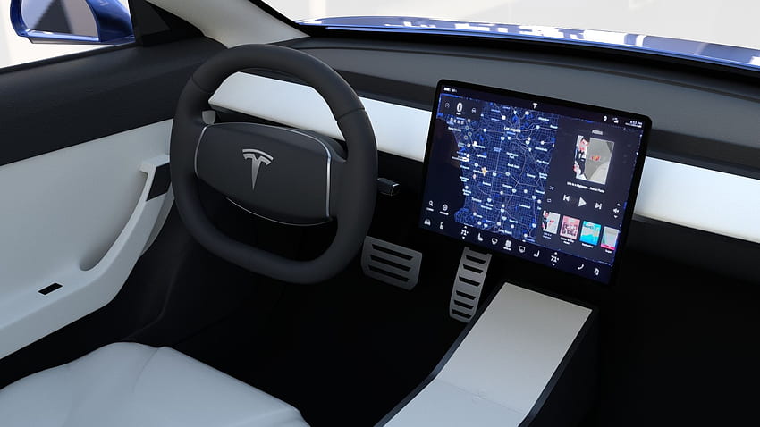 Tesla Roadster Модел S X 3 с интериор и шаси HD тапет