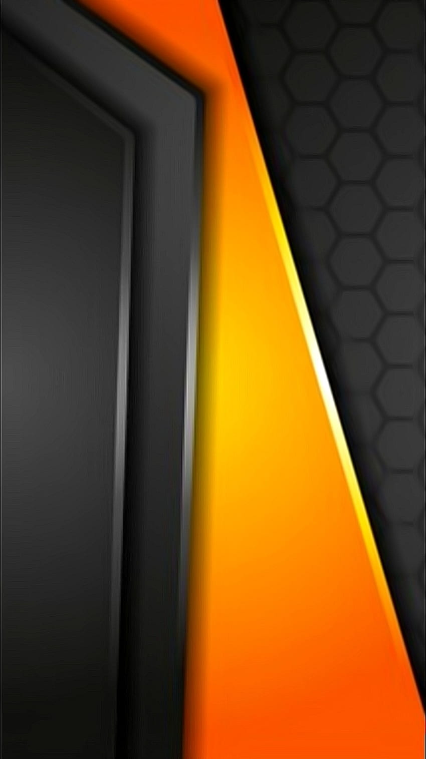 desain material oranye, digital, teknologi, bentuk, hitam, geometris, pola, gamer, abstrak, warna-warni, bertautan wallpaper ponsel HD