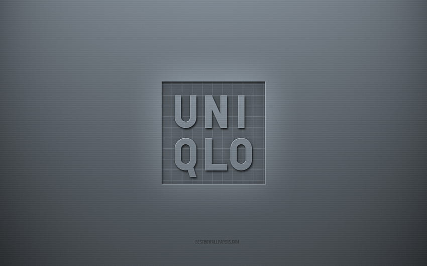Uniqlo logo, gray creative background, Uniqlo emblem, gray paper texture, Uniqlo, gray background, Uniqlo 3d logo HD wallpaper