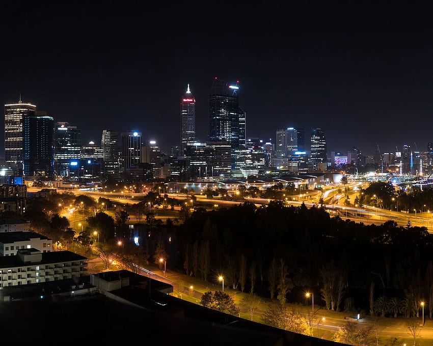 Nachtstadt, Perth Australien HD-Hintergrundbild