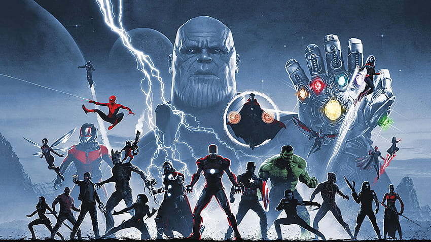 vengadores, obra de arte, superhéroes, iron man, thor, thanos, máquina de guerra, capitán américa, spiderman, hulk, capitán marvel - Cool, Marvel 1 fondo de pantalla