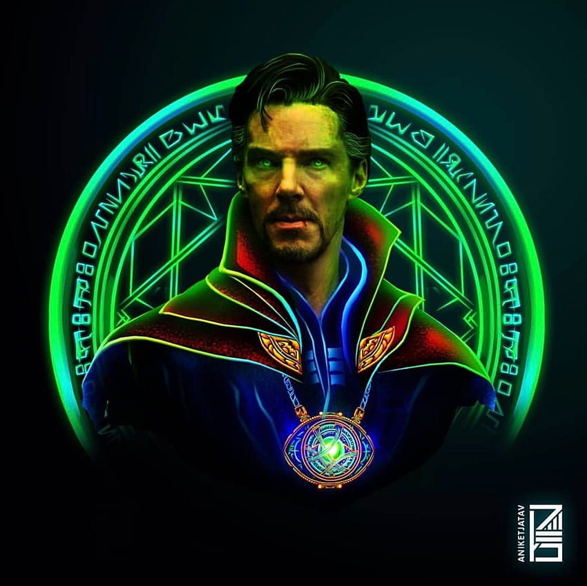 Aniket Jatav Marvel Neon Dr. Strange. Marvel artwork, Dr strange, Doctor strange HD wallpaper