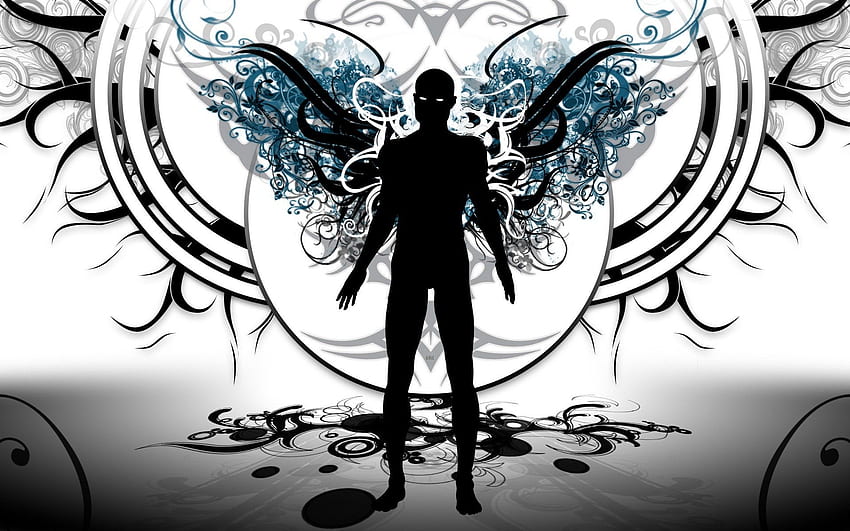 abstract wings silhouette men High HD wallpaper