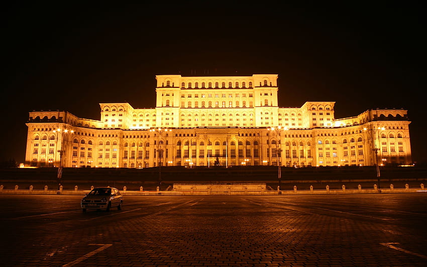 Palace Of The Parliament, Bucharest, Romania – Night View , Romania at Night HD wallpaper