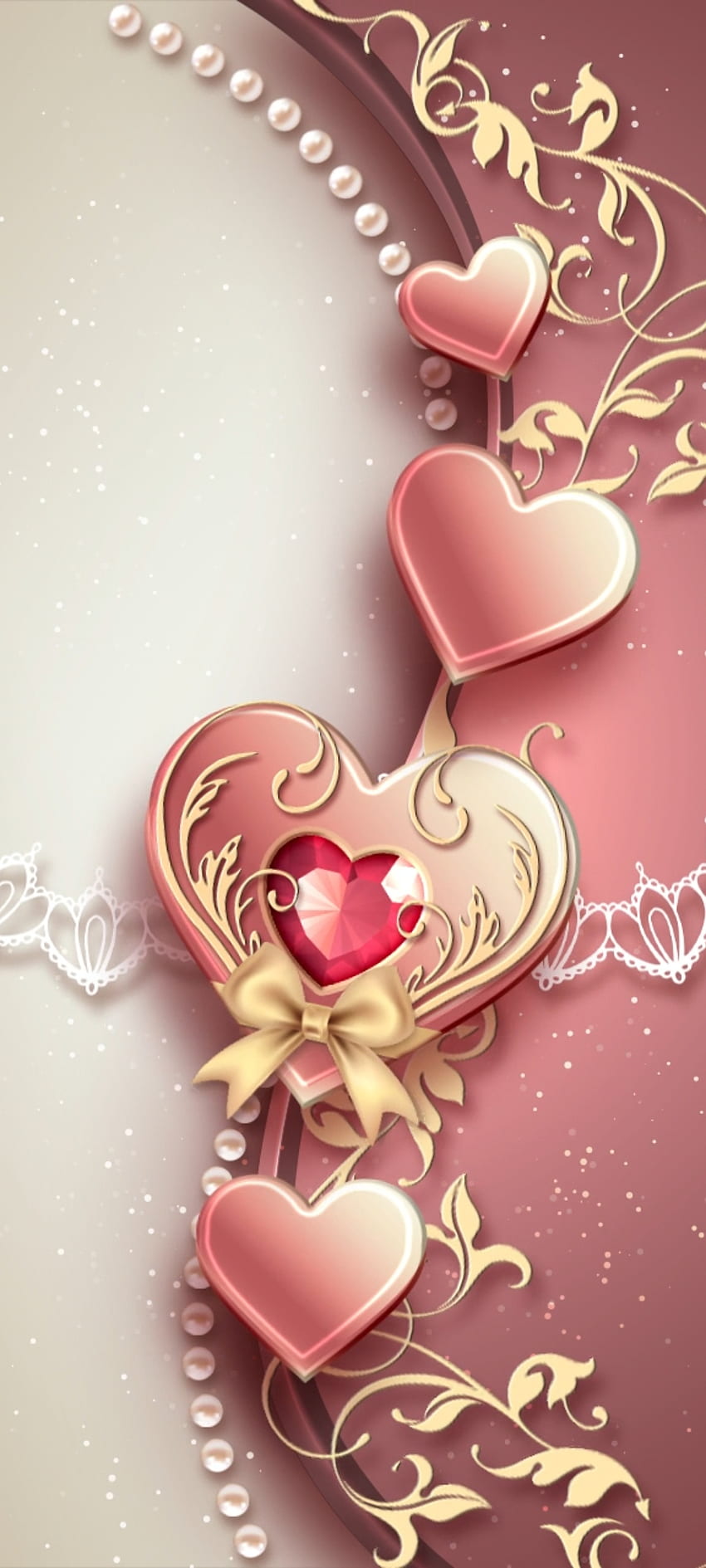 Pink Luxury shiny Love, red, magenta, diamond, premium, curve, metal, heart HD phone wallpaper