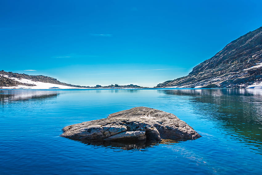 Природа, планини, езеро, синя вода HD тапет