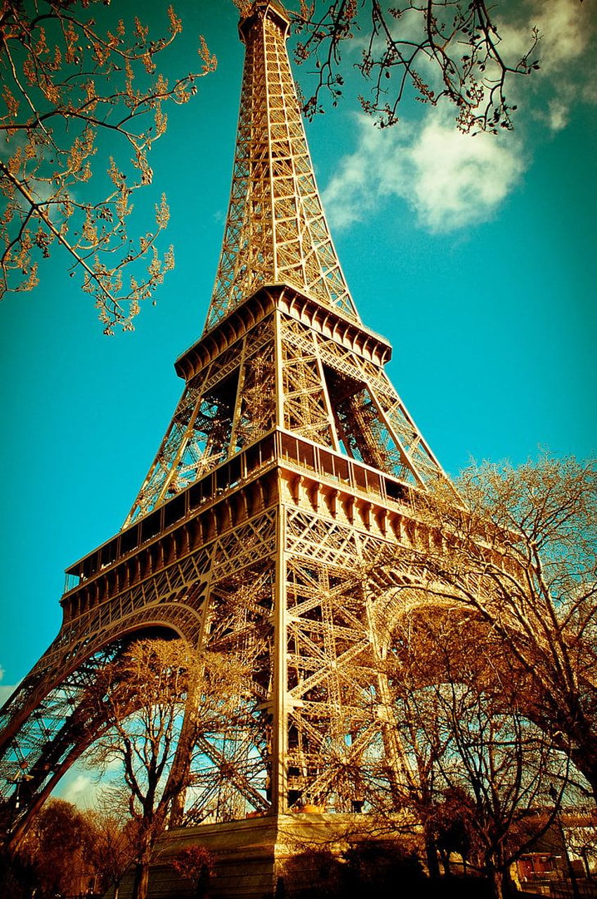 Винтидж Айфеловата кула, Старият Париж HD тапет за телефон